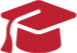 A red graduation cap icon symbolizing academic achievement.